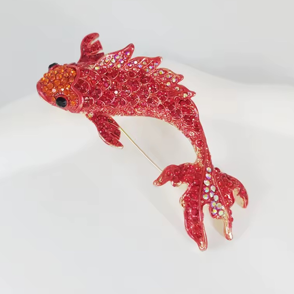 Betsey Johnson Sparkly Red Fish Brooch Pin